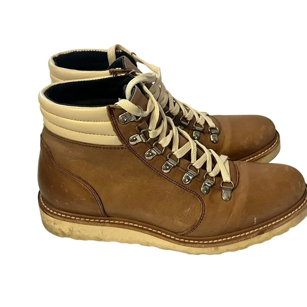 Nisolo Go-To City Hiker Boots •Wimen 8.5• Tan Almond Lace Up Anthropologie $350